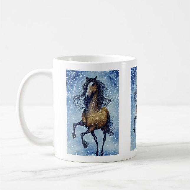 Caneca De Café Belo Cavalo Whimsical no inverno da Neve (Esquerda)