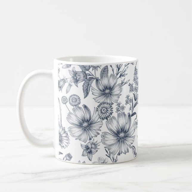 Caneca De Café Belo desenho em escala de Cinzas (Esquerda)