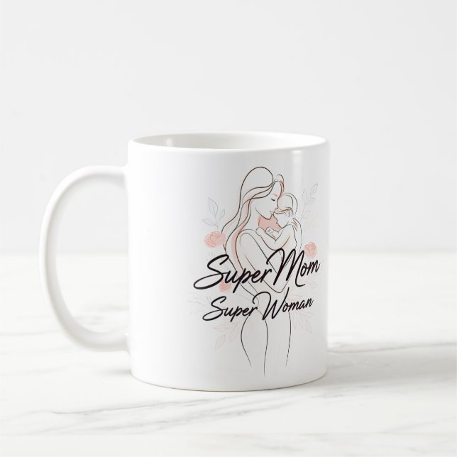 Caneca De Café Belo Design da Super Mãe (Esquerda)