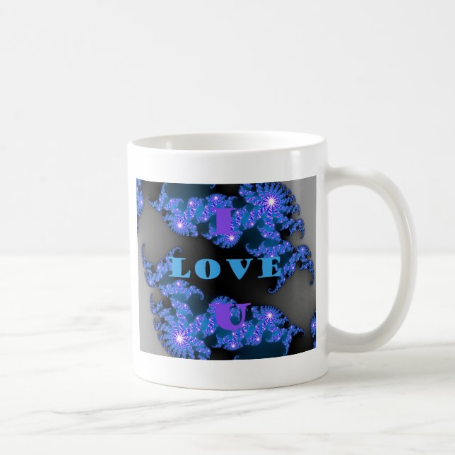 Caneca De Café Belo Design de Texto de Amor Azul Galático, (Direita)