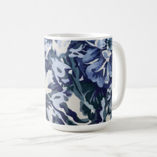 Caneca De Café Belo Design Floral em Tons de Azul
