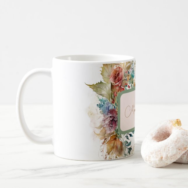 Caneca De Café Belo Dia de as mães Floral (Com Donut)