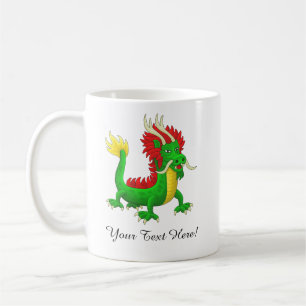 Caneca De Café Belo Dragão Chinês Desenhado à Mão