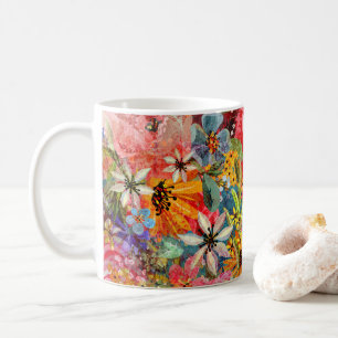 Caneca De Café Belo e brilhante padrão Abstrato floral colorido