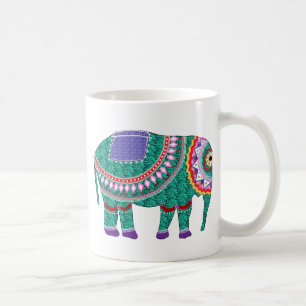 Caneca De Café Belo Elefante Ornamentado