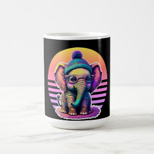 Caneca De Café Belo Elefante para Bebê com Óculos e Beanie