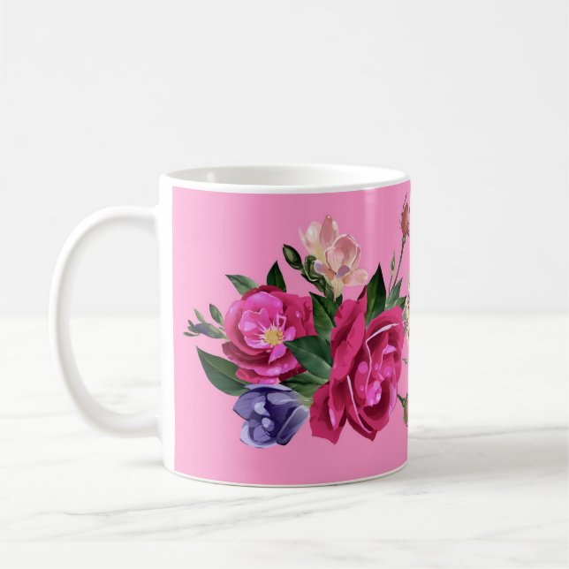 Caneca De Café Belo esboço Rosa de café Mug (Esquerda)