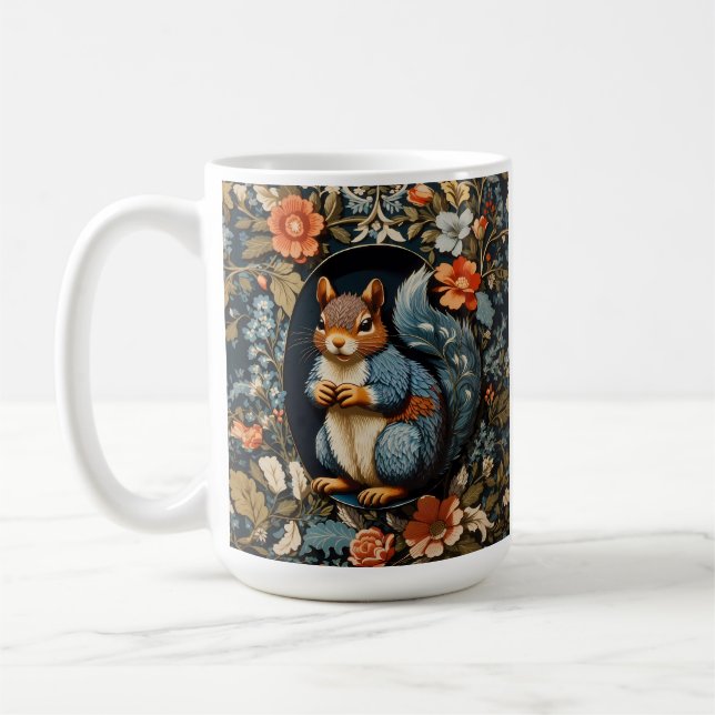 Caneca De Café Belo esquilo William Morris Inspirado (Esquerda)