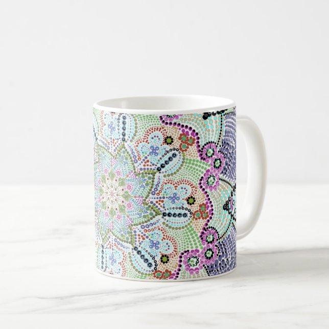 Caneca De Café Belo Jardim Doily Mandala Art (Frente Esquerda)