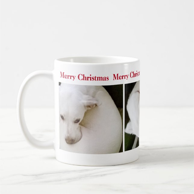 Caneca De Café Belo Natal de Cachorro Branco Polar (Esquerda)