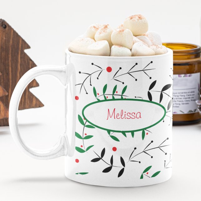 Caneca De Café Belo Natal Personalizado no inverno (Criador carregado)