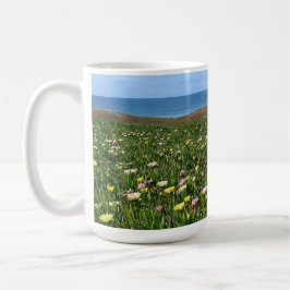 Caneca De Café Belo oceano de flores costeiras - chá/caneca de ca