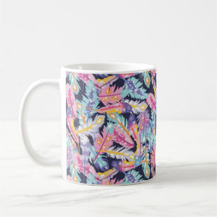 Caneca De Café Belo padrão de Penas Coloridas de Boho