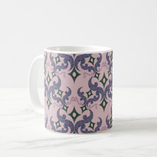 Caneca De Café Belo padrão étnico de Damasco pontilhismo