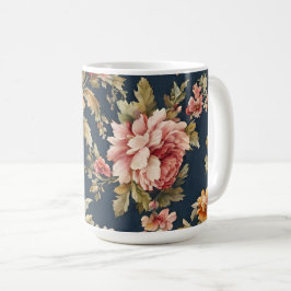 Caneca De Café Belo Padrão Floral Italiano