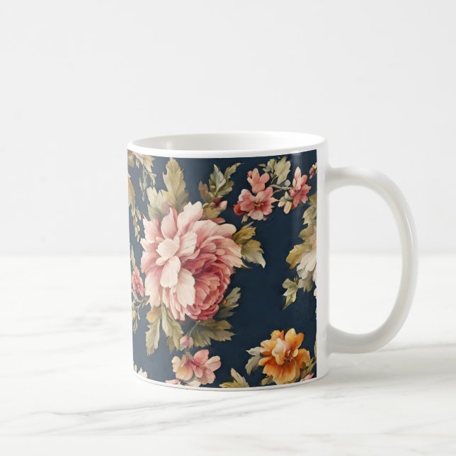 Caneca De Café Belo Padrão Floral Italiano (Direita)