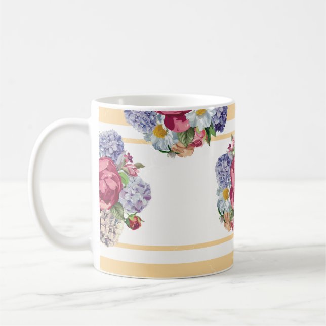 Caneca De Café Belo padrão floral sem costura com hydrangea p (Esquerda)