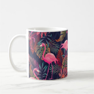 Caneca De Café Belo padrão tropical sem costura com flam rosa