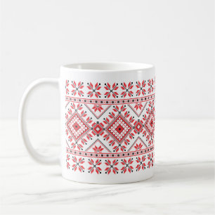 Caneca De Café Belo padrão vermelho e preto do knit sudoeste