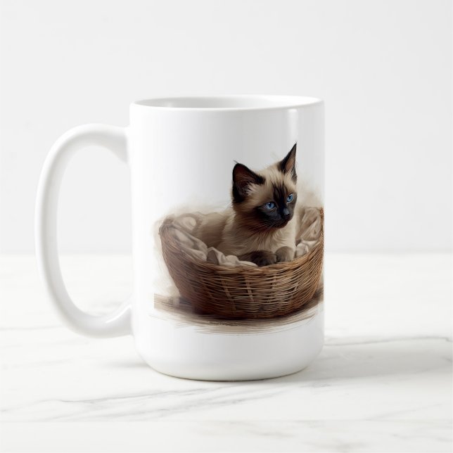 CANECA DE CAFÉ BELO PONTO DE SEAL SIAMESE KITTEN NO BACALHETE (Esquerda)