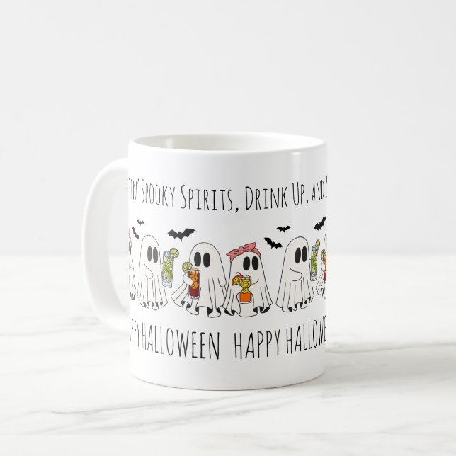 Caneca De Café Belo Retro Engraçado Quote Bats Feliz Halloween Fa (Frente Esquerda)