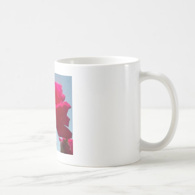 Caneca De Café Belo Rosa Celestial Vermelho Belo Contra Azul (Direita)