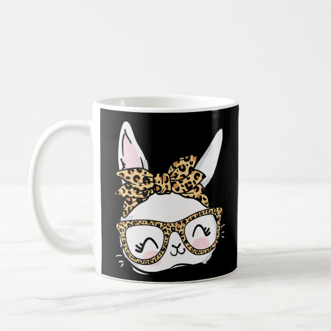 Caneca De Café Belo Rosto Colar Óculos Leopardo Banda de Cabeça F (Esquerda)