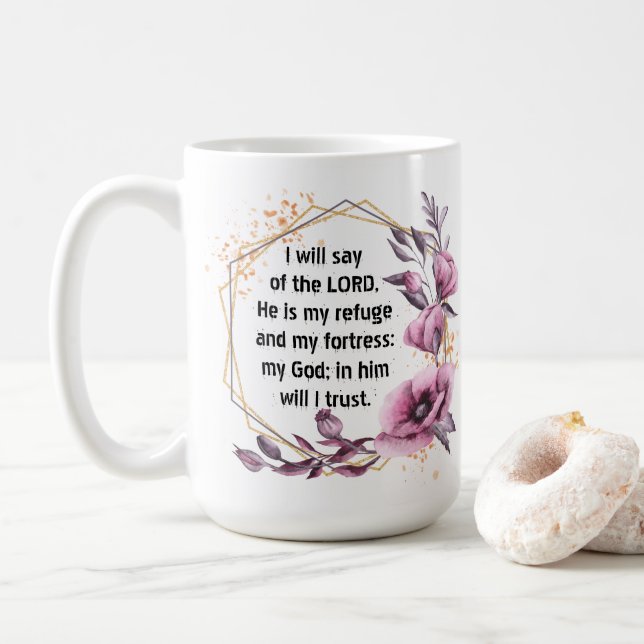 Caneca De Café Belo Salmo 91 Café Floral Mug (Com Donut)
