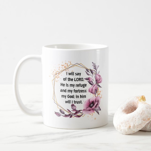 Caneca De Café Belo Salmo 91 Café Floral Mug (Com Donut)