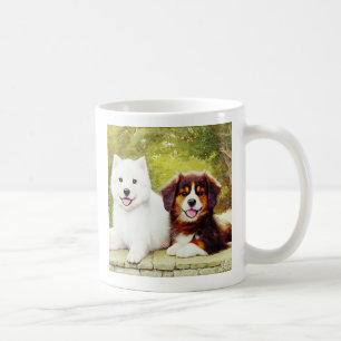 Caneca De Café Belo Samoyed & Inglês Shepherd Pups
