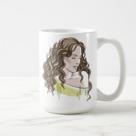 Caneca De Café Belo Sketch Da Menina