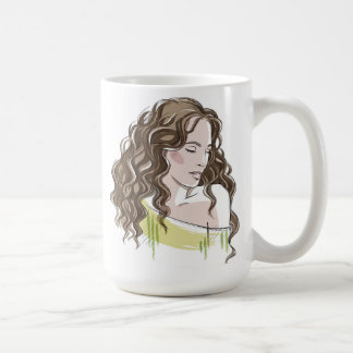 Caneca De Café Belo Sketch Da Menina