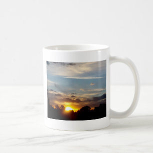Caneca De Café belo sol azul paisagem amarela relaxa