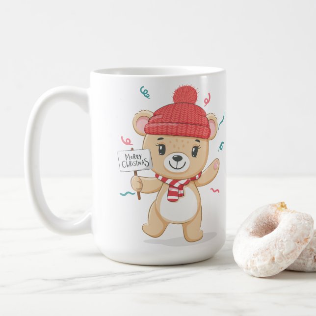 Caneca De Café Belo Urso de Teddy Feliz Natal (Com Donut)