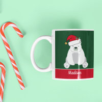 Belo Urso Polar de Natal em Santa Hat Crianças Per