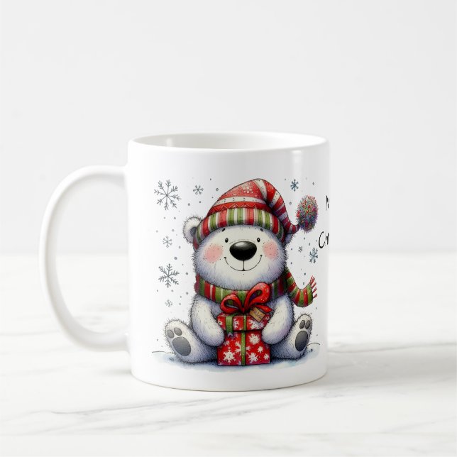 Caneca De Café Belo Urso Polar Feliz Natal (Esquerda)