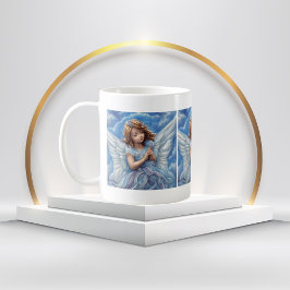Caneca De Café belo vestido azul de anjo e asas