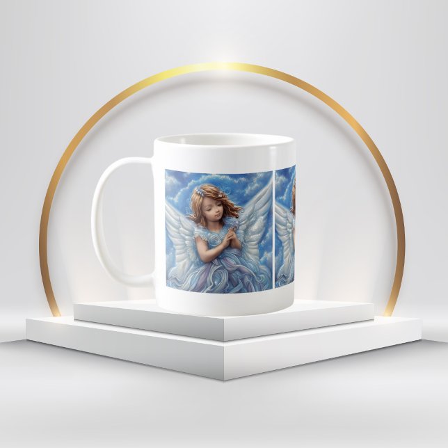 Caneca De Café belo vestido azul de anjo e asas (Criador carregado)