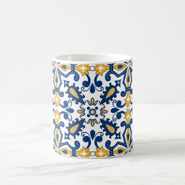 Caneca De Café 💙💛 Belos Azulejos azuis e amarelos,   (Centro)