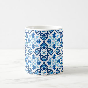 Caneca De Café 💙 Belos azulejos Azulejos III azuis