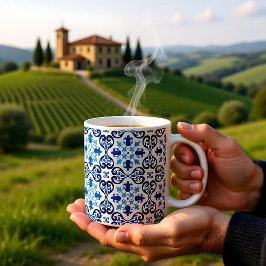 Caneca De Café 💙 Belos azulejos Azulejos III azuis