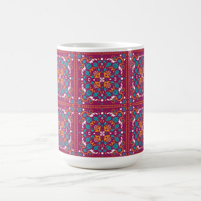 Caneca De Café 🤩 Belos Azulejos bordô e turquesa,   (Centro)