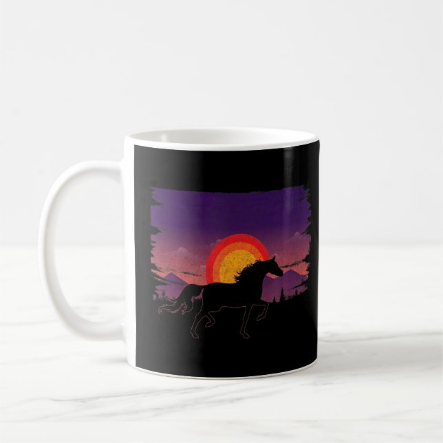 Caneca De Café Belos cavalos árabes e solários cavaleiros (Esquerda)