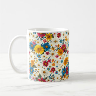 Caneca De Café Belos Cores de Primavera Florais Chic Feminino