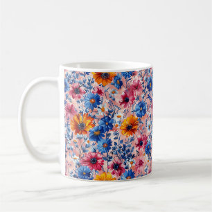 Caneca De Café Belos Cores de Primavera Flores Silvestres Gariada
