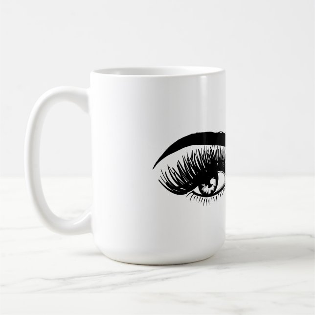 Caneca De Café Belos olhos Lash Extension Lash Lasers longos Mulh (Esquerda)