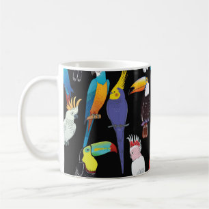 Caneca De Café Belos pássaros exóticos tropicais. vintage se