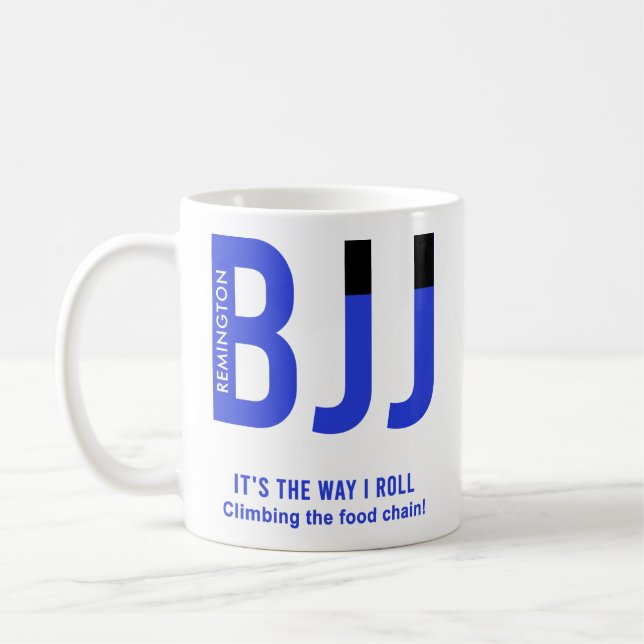 Caneca De Café Belt Azul Personalizado BJJ Jiu Jitsu (Esquerda)