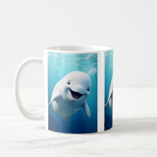 Caneca De Café Beluga Baleia Cartoon Blue Green Oceano Ártico