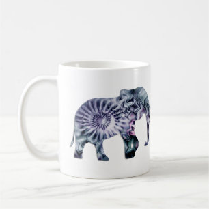 Caneca De Café Bem-Estar Animal - Silhueta Elefante Fractal 2